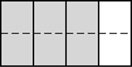 figure with four attached rectangles with a dotted line in the center, three of four are shaded