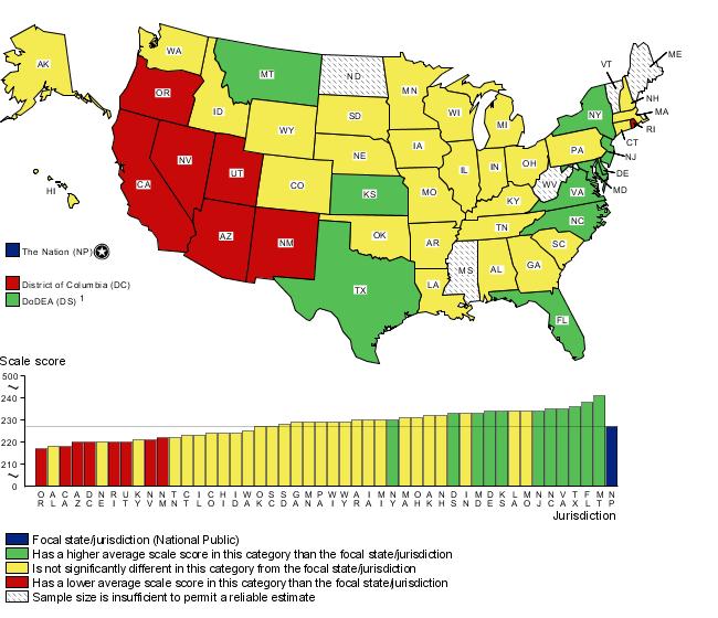 Cross-state comparisons of fourth-grade mathematics scores by Hispanic students