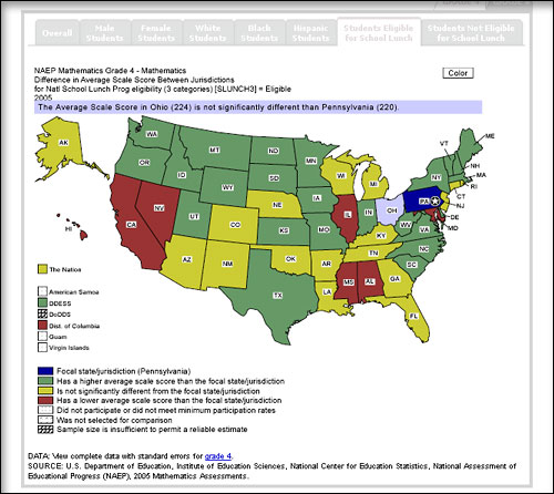 screen shot of sample interactive U.S. map