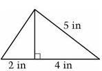 A triangle with the altitude drawn. The altitude divides the base into 2 segments of length 2 inches and 4 inches. The side adjacent to the segment leg 4 has length of 5 inches.