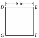 Image of square labelled GDEF (beginning in the lower left corner with a side of 5 inches)